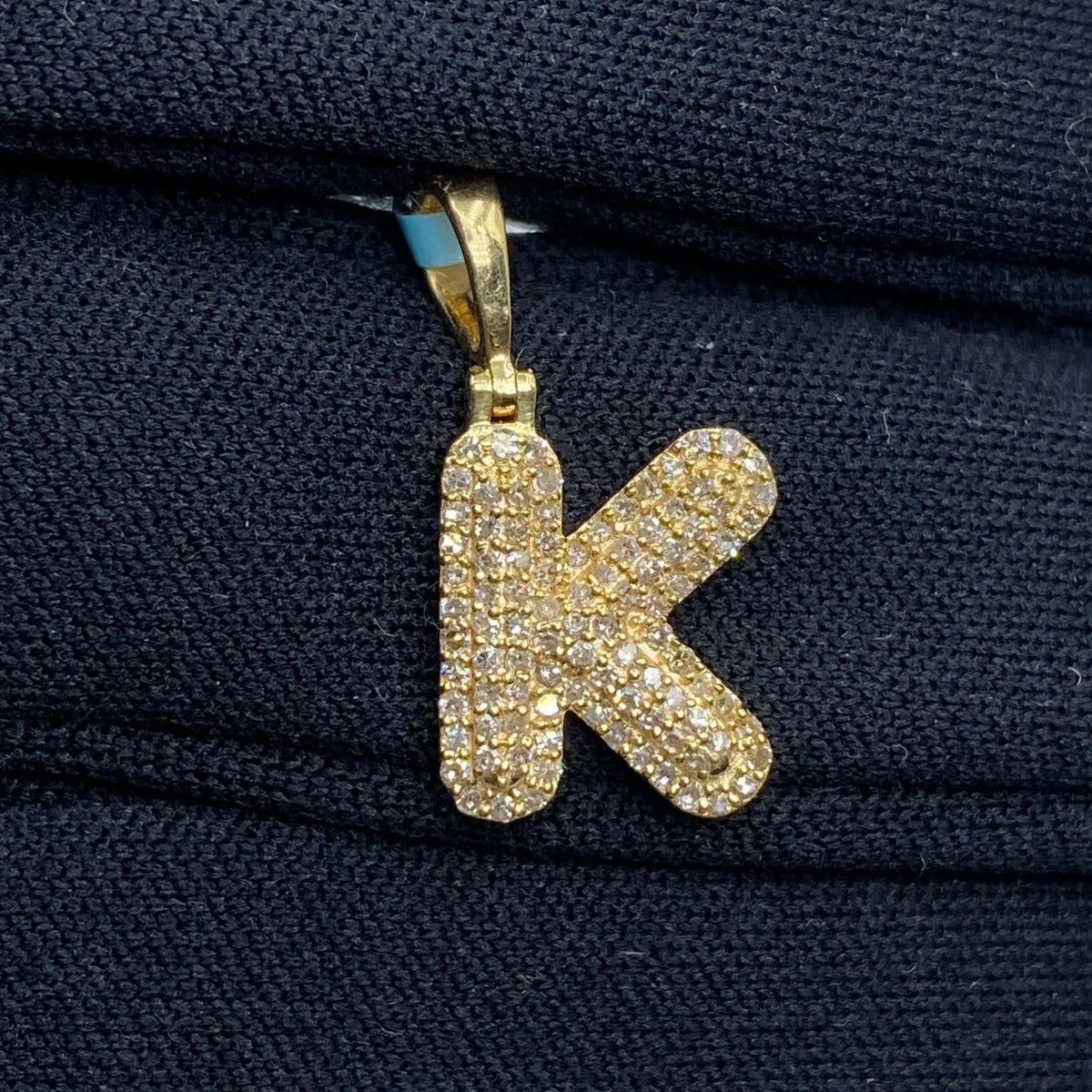 14K Gold Initial K Bubble Diamond Pendant - additional product view 2