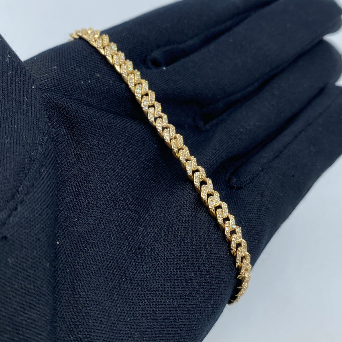 10K Gold 5mm Cuban Link Diamond Bracelet 7 in - additional product view 4