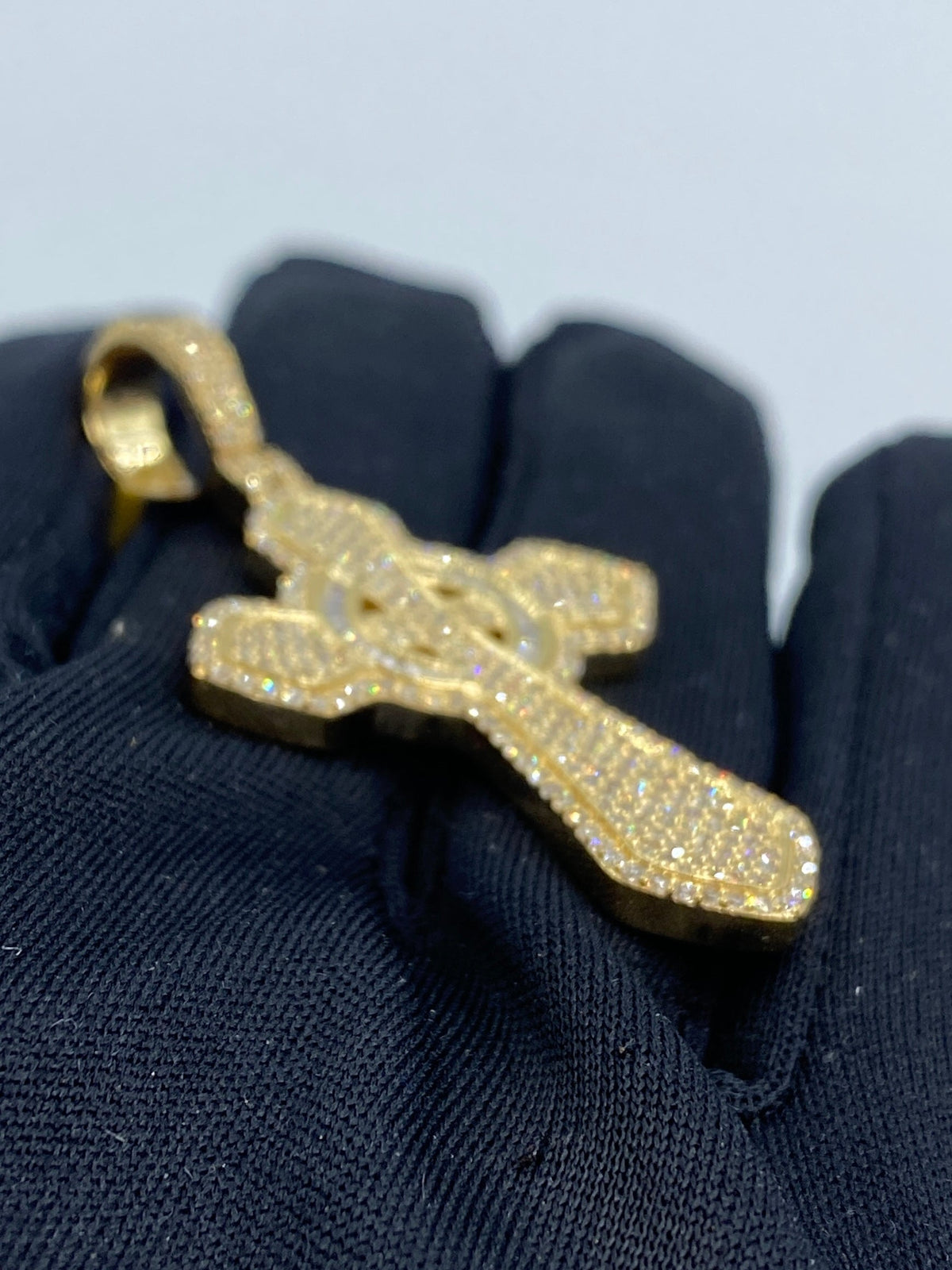 10K Gold Celtic Cross Diamond Baguette Pendant 2.6 Ct - additional product view 3
