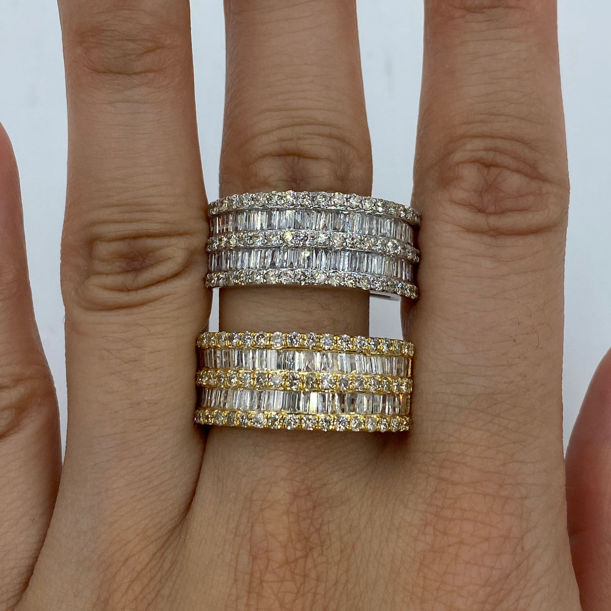 14K Gold Double Row Diamond Baguette Ring - additional product view 5
