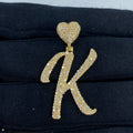 14K Gold Initial K Script Heart Diamond Pendant in yellow gold - close-up product photo