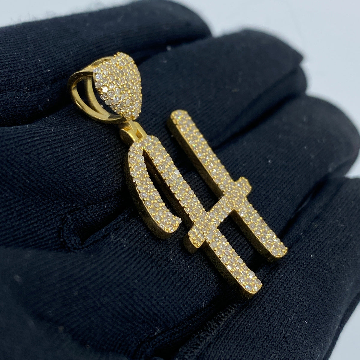 14K Gold Initial H Script Heart Diamond Pendant - additional product view 5