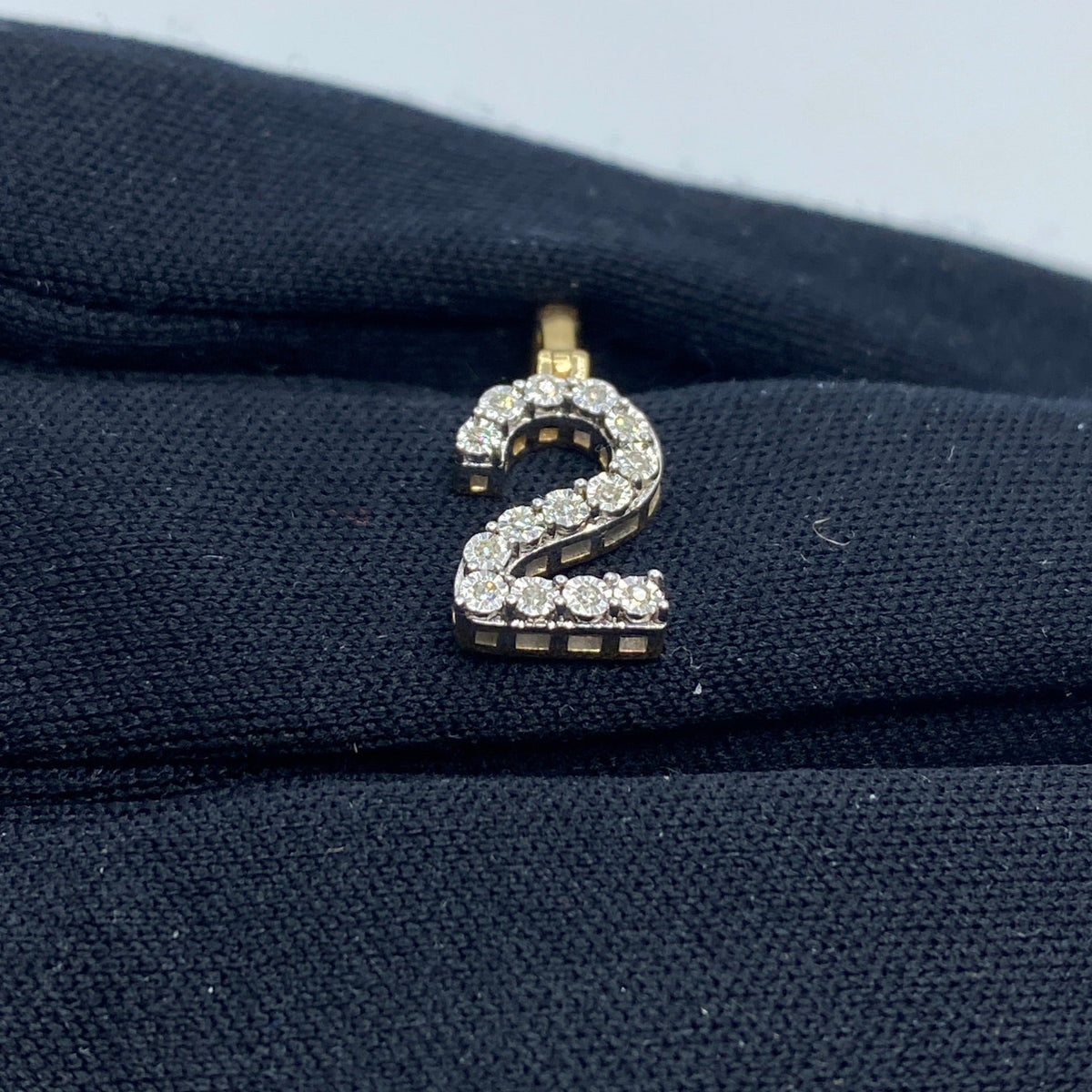 14K Gold Number 2 Diamond Pendant - additional product view 4