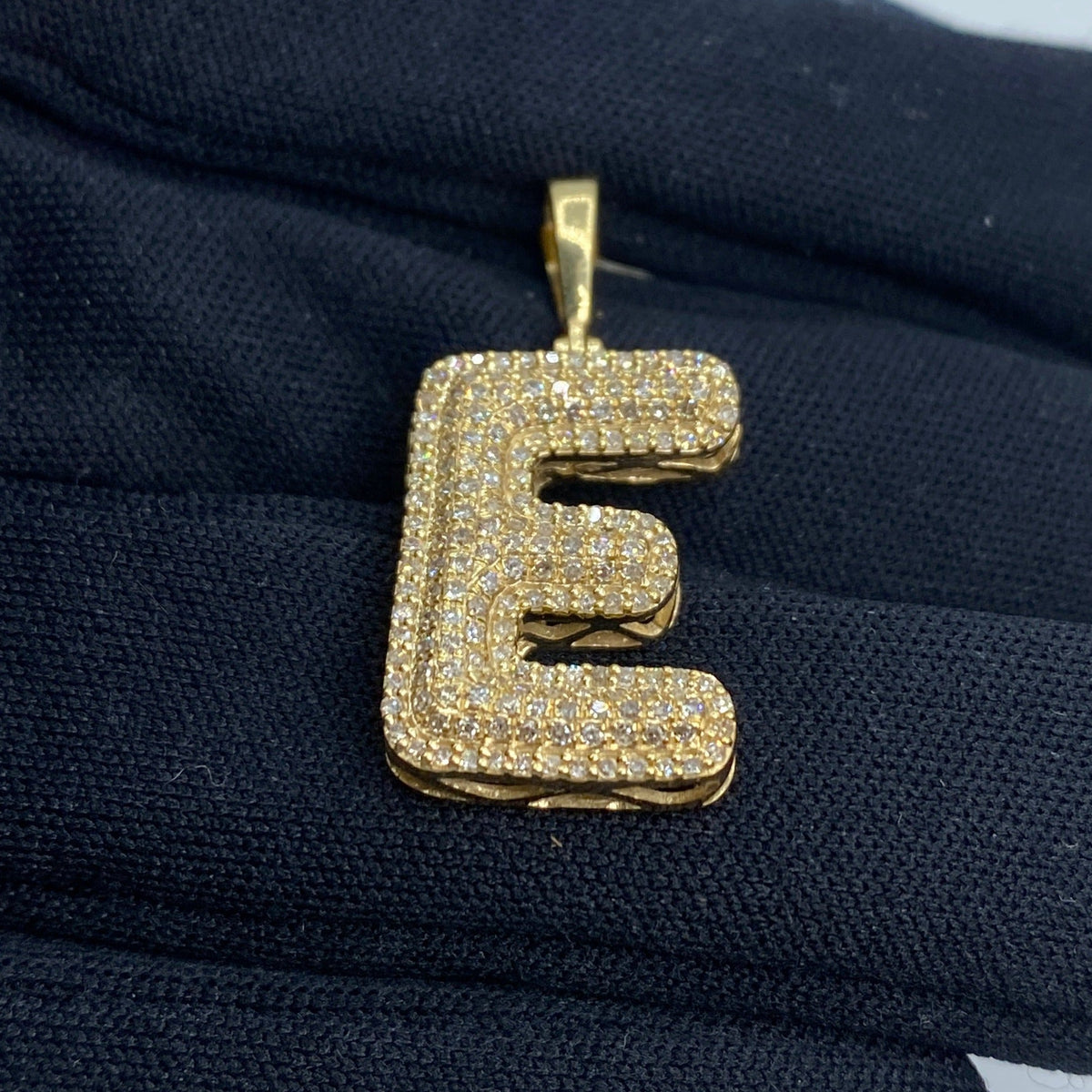 Initial E Bubble Diamond Pendant - additional product view 4