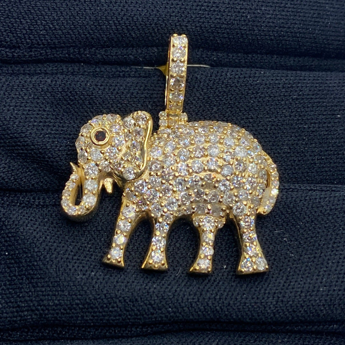 10K Gold Elephant Diamond Pendant 3.1 Ct - additional product view 2