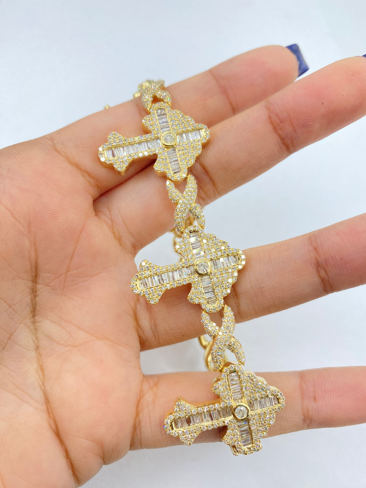 10K Gold Baguette Cross Infinity Diamond Bracelet - additional product view 3