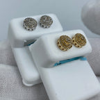 14K Gold Small Circle Cake Diamond Earrings - additional product view 5