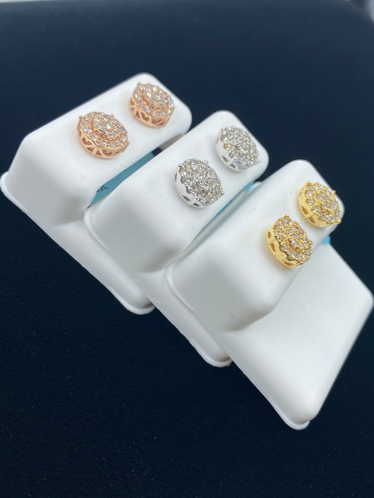 14K Gold Round Diamond Stud Earrings - additional product view 3