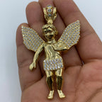 14K Gold Baby Angel Pendant 3.0 in - additional product view 7