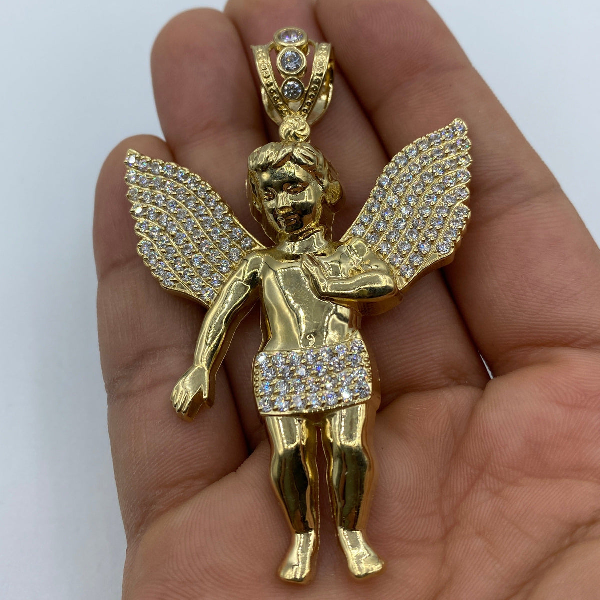 14K Gold Baby Angel Pendant 3.0 in - additional product view 7