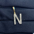 14K Gold Single Stone Initial N Diamond Pendant, Small - close-up product photo