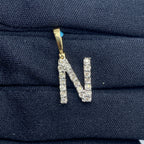 14K Gold Single Stone Initial N Diamond Pendant, Small - close-up product photo