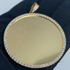 14K Gold Round Picture Photo CZ Pendant - additional product view 2