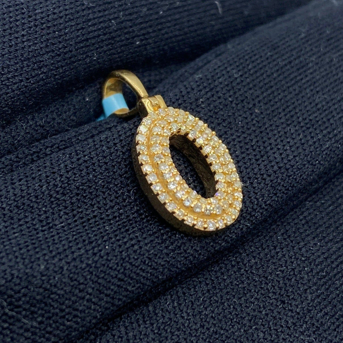 14K Gold Initial O Bubble Diamond Pendant - additional product view 3