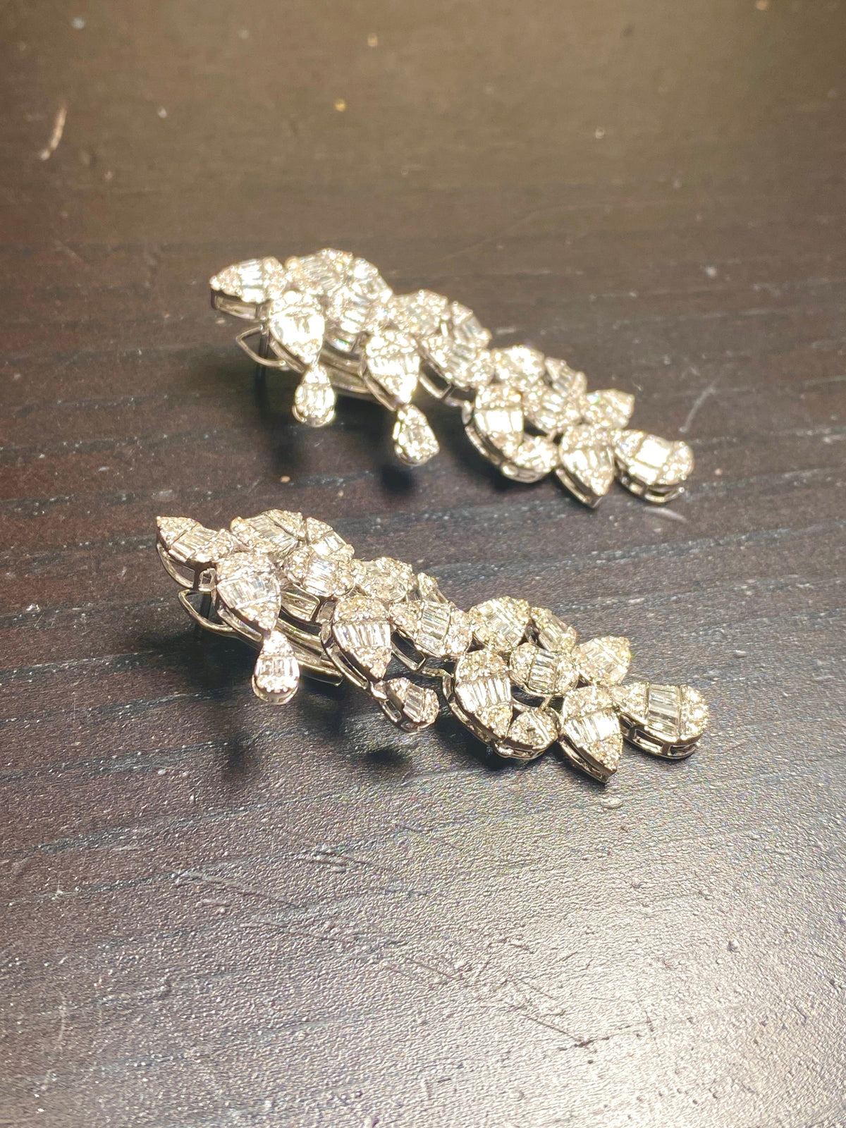 14K Gold Bridal Teardrop Hanging Diamond Earrings - additional product view 5