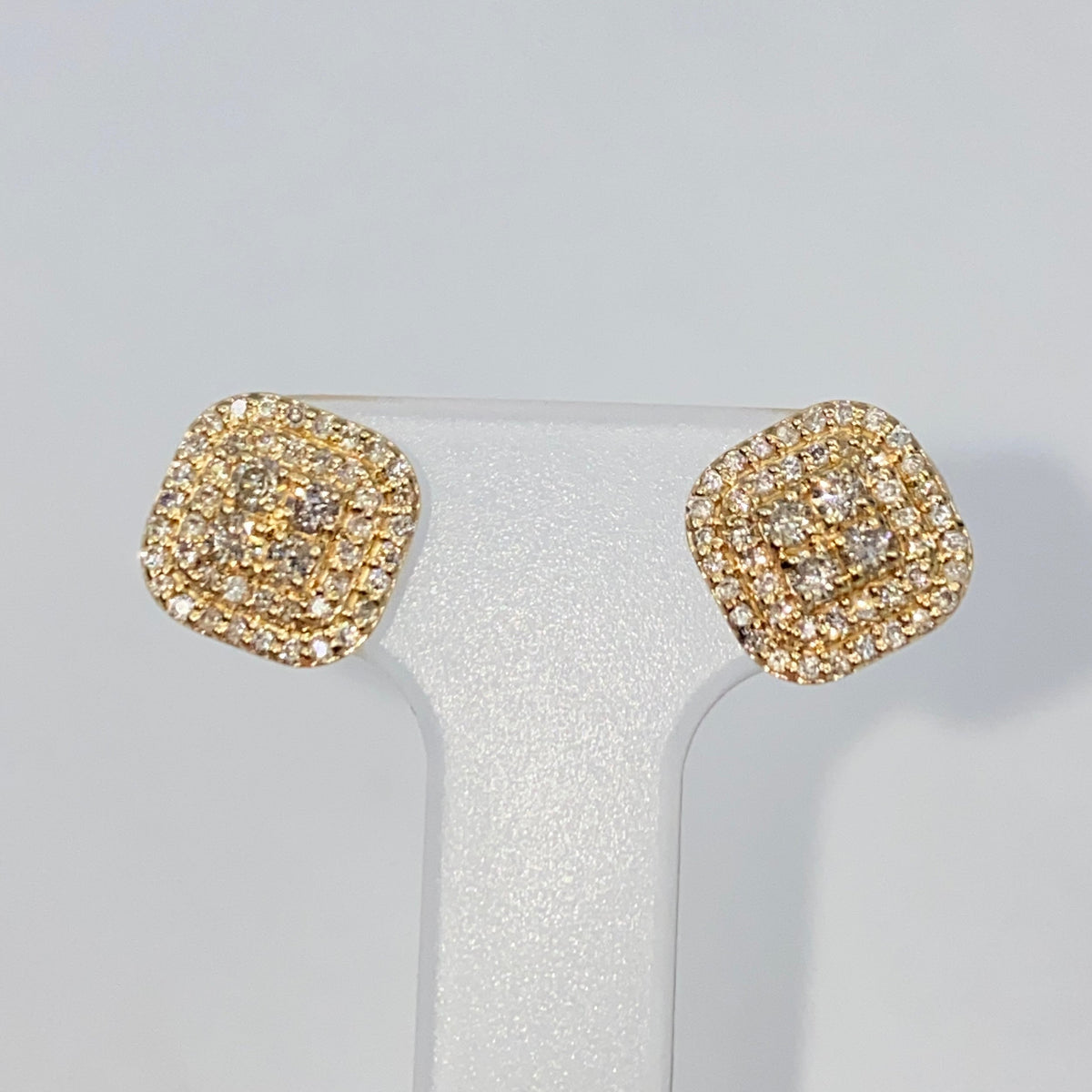 14K Gold 8.2mm Rounded Square Diamond Earrings - additional product view 3