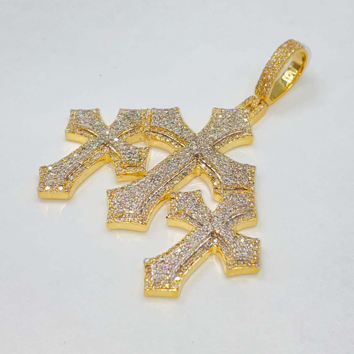 10K Gold Trinity Triple Cross Diamond Pendant - additional product view 10