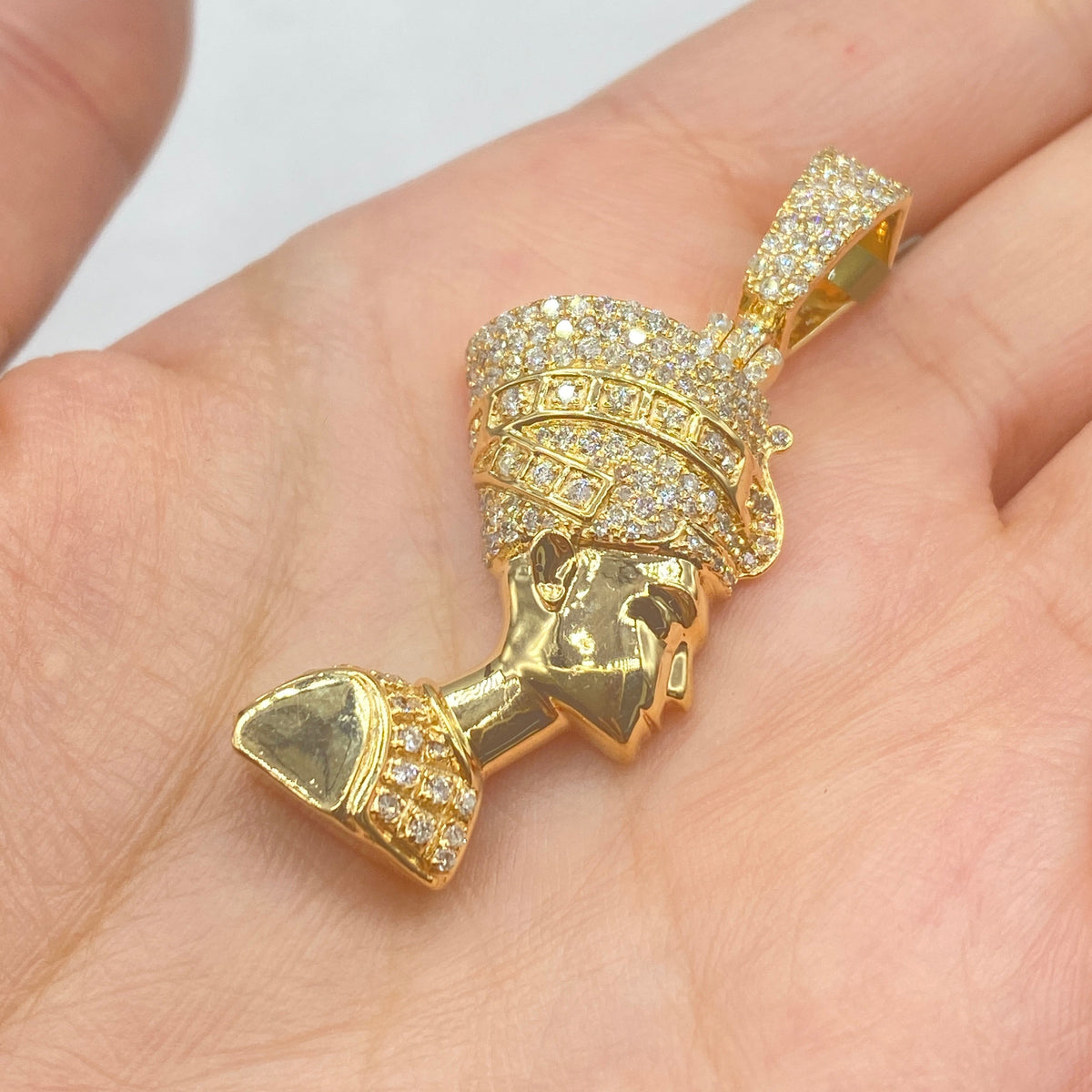 10K Gold Nefertiti Diamond Pendant - additional product view 2