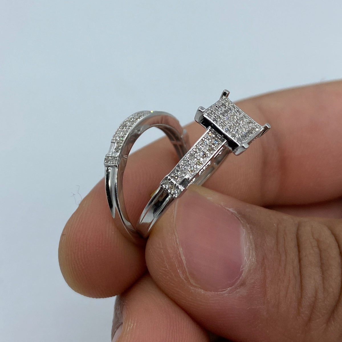 10K Gold Pixel Diamond Engagement Ring with Band - additional product view 6