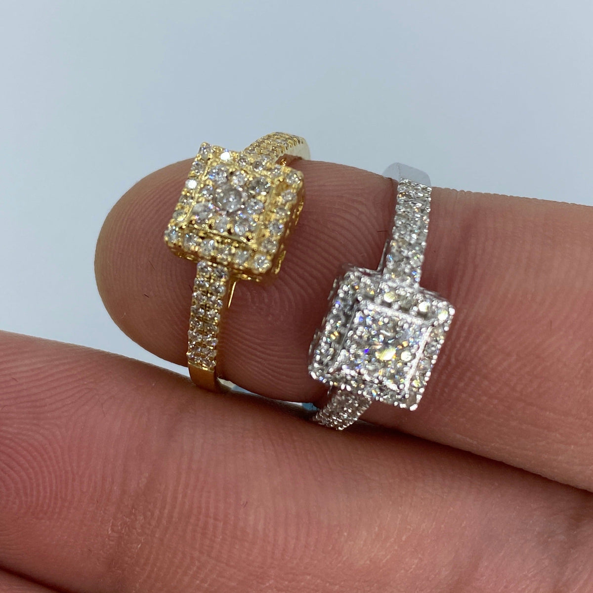 14K Gold 3D Square Diamond Engagement Ring - additional product view 2