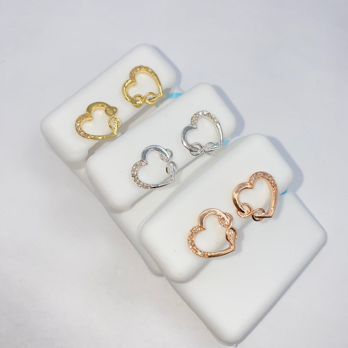 14K Gold Heart Infinity Diamond Earrings - additional product view 3
