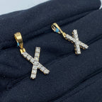 14K Gold Single Stone Initial X Diamond Pendant - additional product view 4
