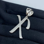 14K Gold Initial X Script Heart Diamond Pendant - additional product view 5