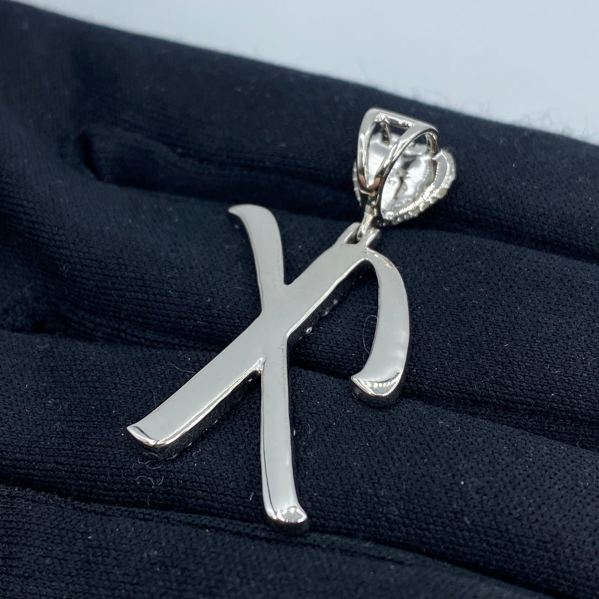 14K Gold Initial X Script Heart Diamond Pendant - additional product view 5