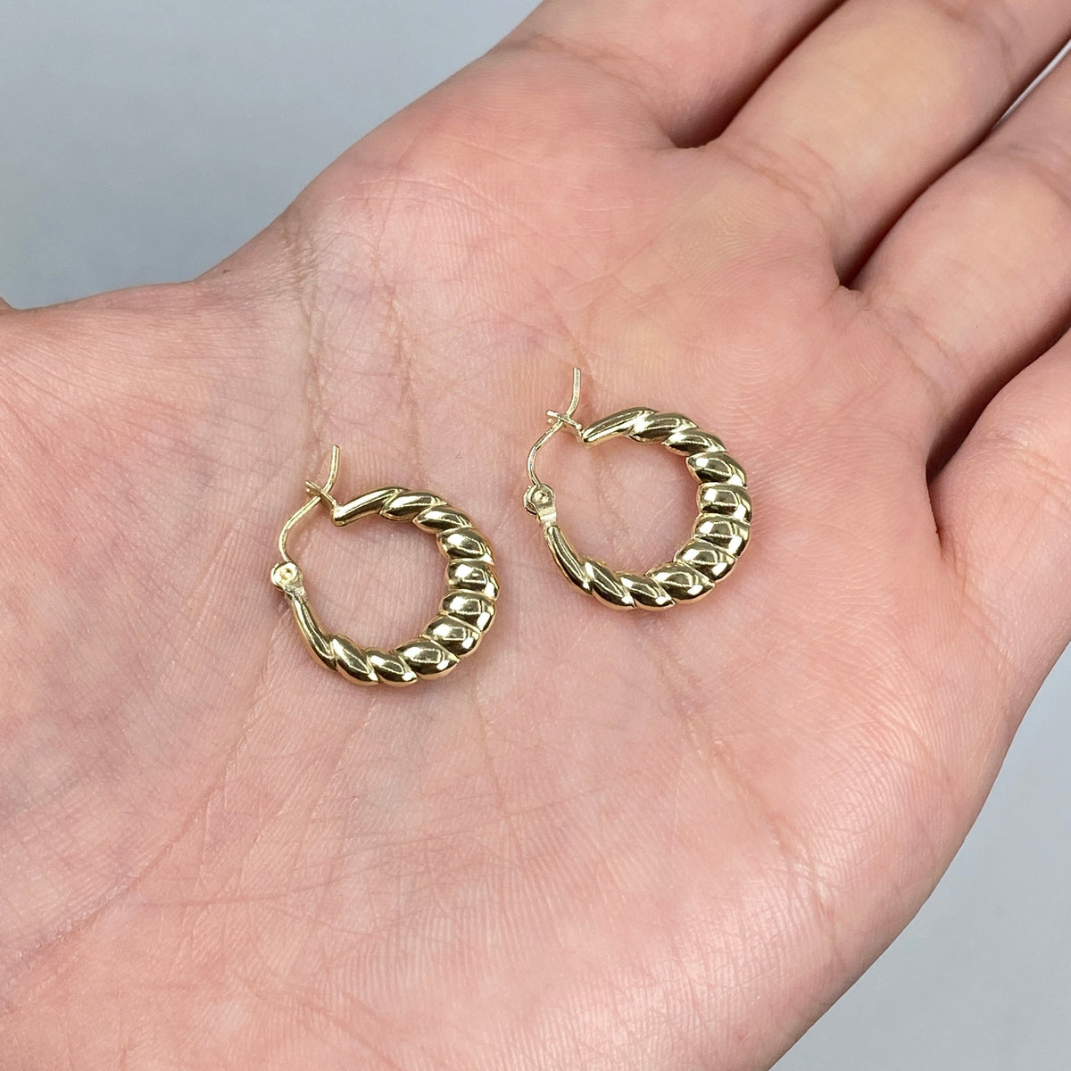 10K Gold Flat Croissant Hoop Earrings - additional product view 2