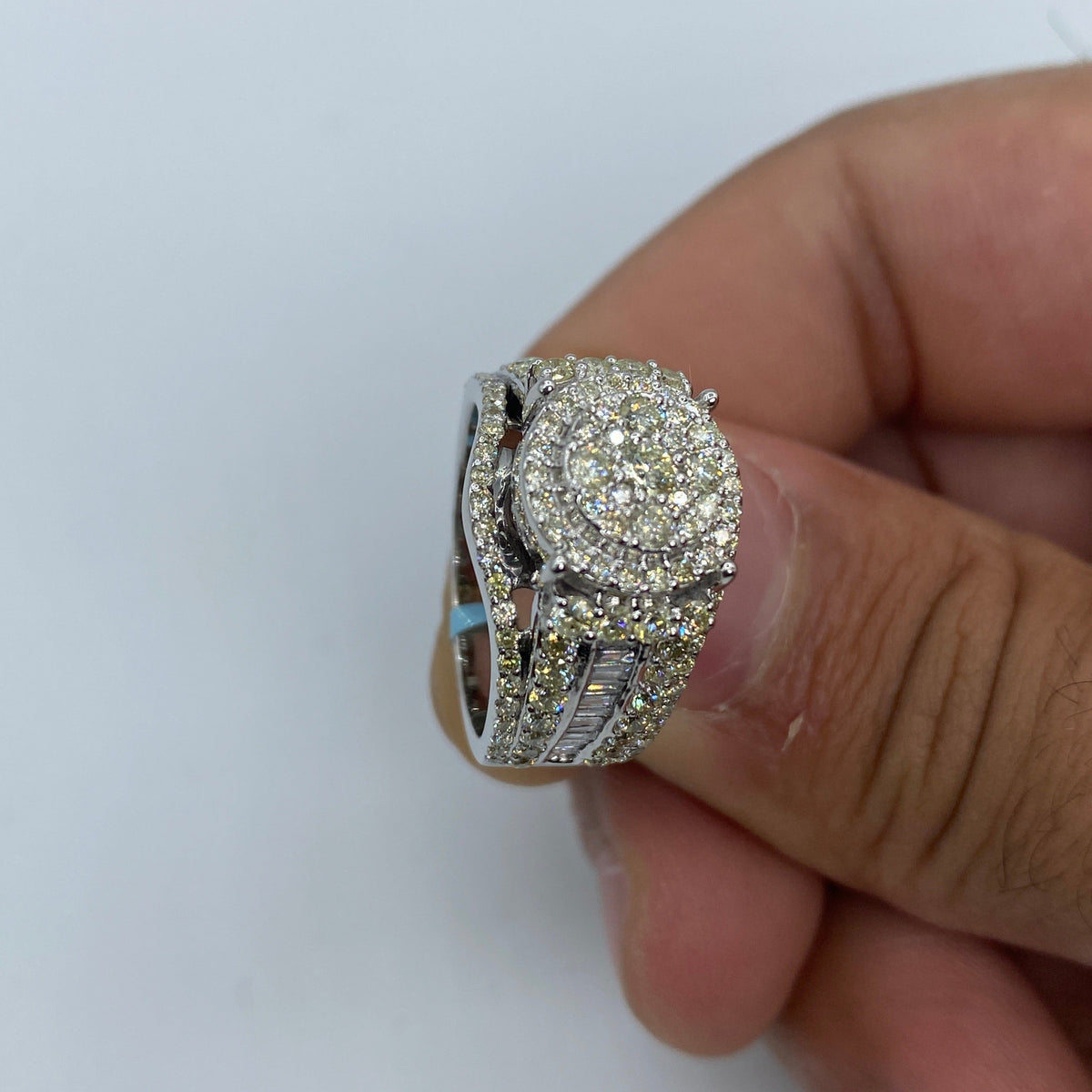 14K Gold Circle Ring with Diamond Baguette Sides - additional product view 5