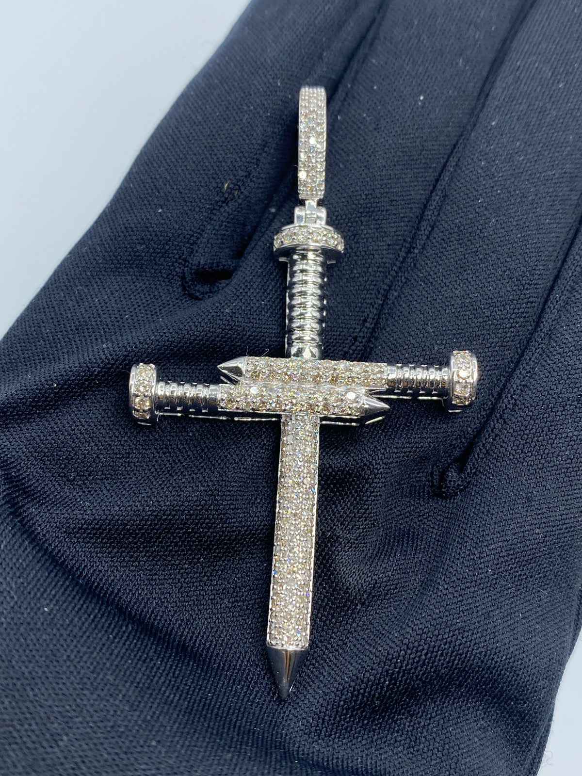 10K Gold Nail Cross Diamond Pendant - additional product view 4