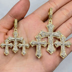 10K Gold Trinity Triple Cross Diamond Pendant - additional product view 5