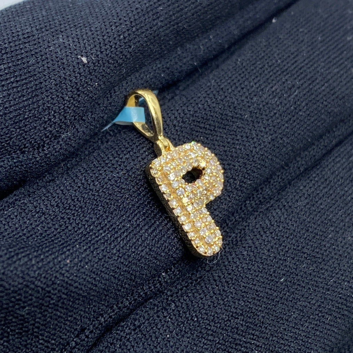 14K Gold Initial P Bubble Diamond Pendant - additional product view 3