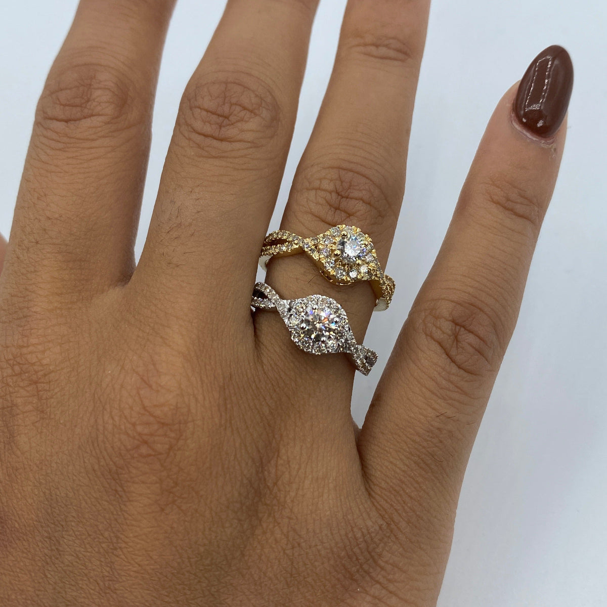 14K Gold Large Center Stone with Infinity Band Diamond Engagement Ring - additional product view 2