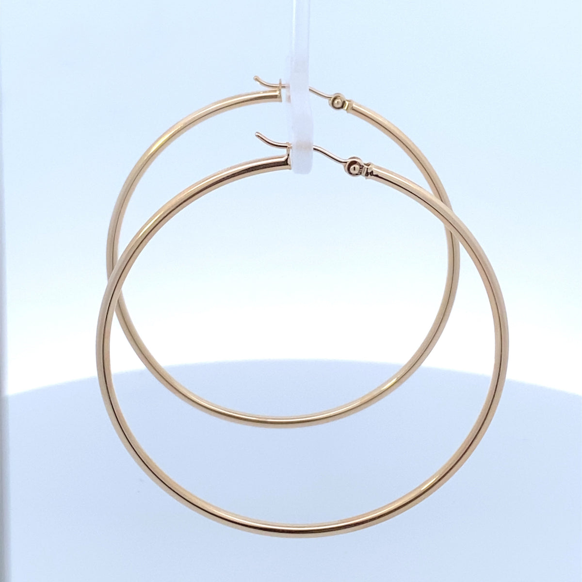14K Gold Large 2mm Hoop Earrings - additional product view 4