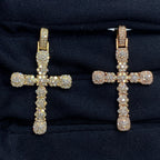 10K Gold Flower Cross Diamond Pendant - additional product view 2