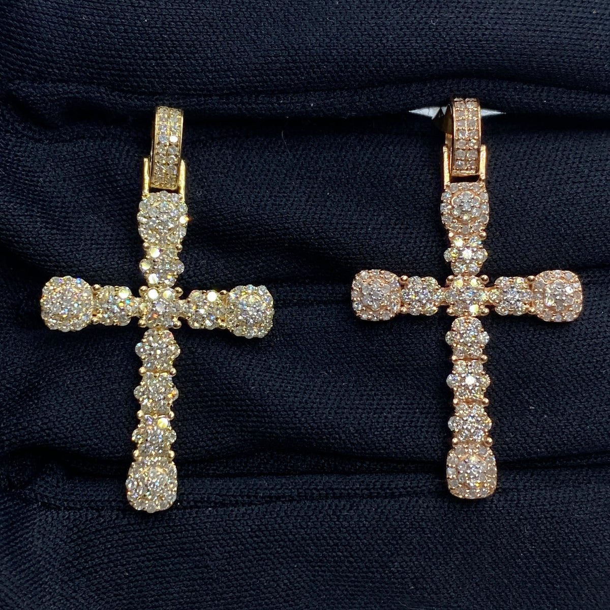 10K Gold Flower Cross Diamond Pendant - additional product view 2