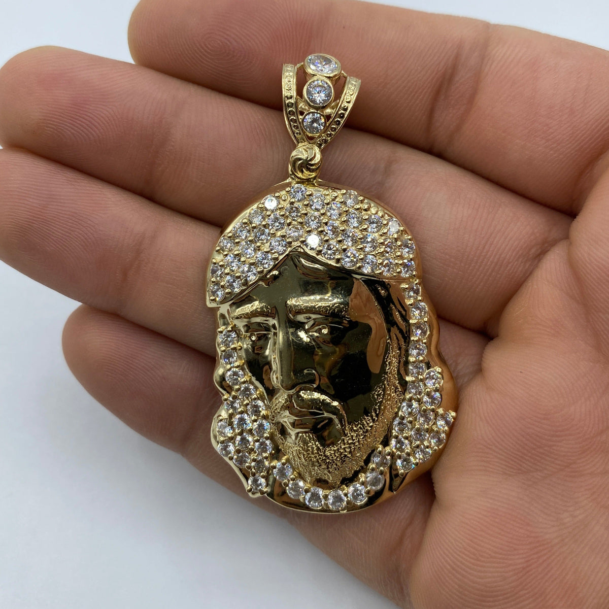 14K Gold Jesus Head Pendant 2.2 in - additional product view 8