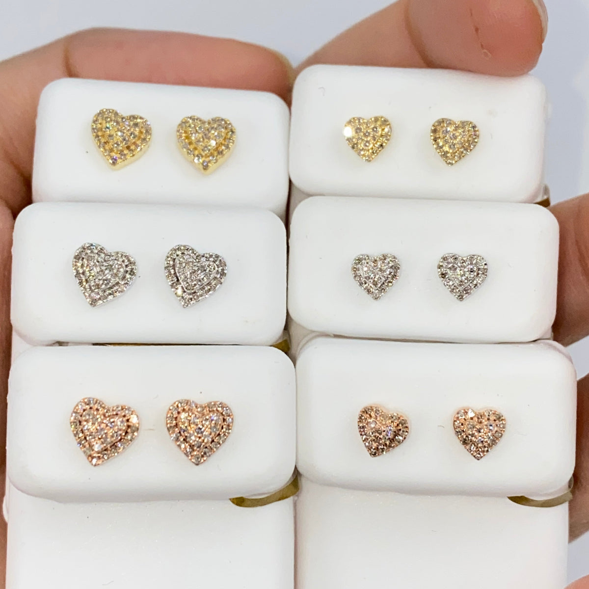 14K Gold Classic Heart Diamond Earrings - additional product view 4
