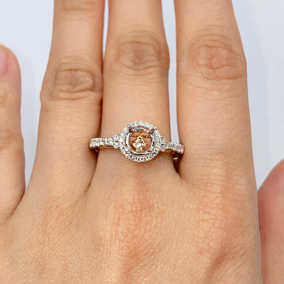 14K Gold Rose Accent Setting Diamond Ring - additional product view 3