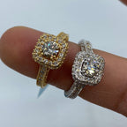 14K Gold Large Center Stone Square Diamond Engagement Ring - additional product view 2