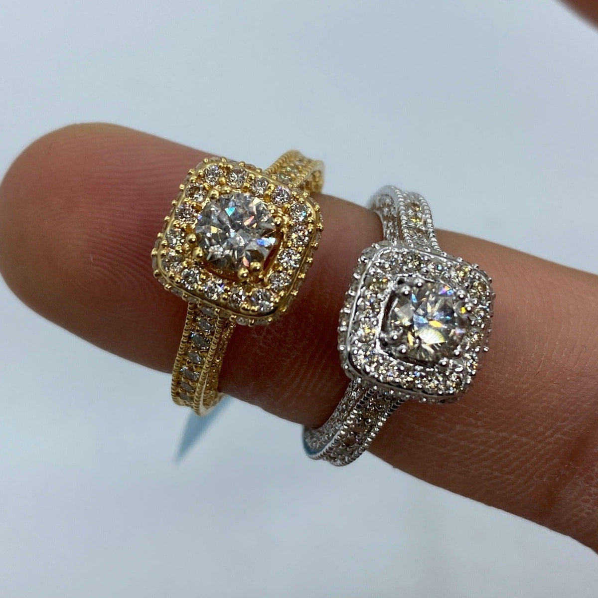 14K Gold Large Center Stone Square Diamond Engagement Ring - additional product view 2