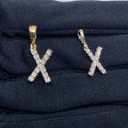 14K Gold Single Stone Initial X Diamond Pendant - main product photo