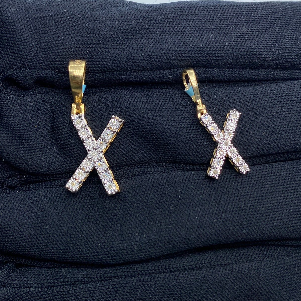 14K Gold Single Stone Initial X Diamond Pendant - main product photo