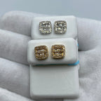 14K Gold Square Double-Row Diamond Baguette Earrings - main product photo