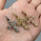 14K Gold Cross Circle Diamond Baguette Pendant - additional product view 2