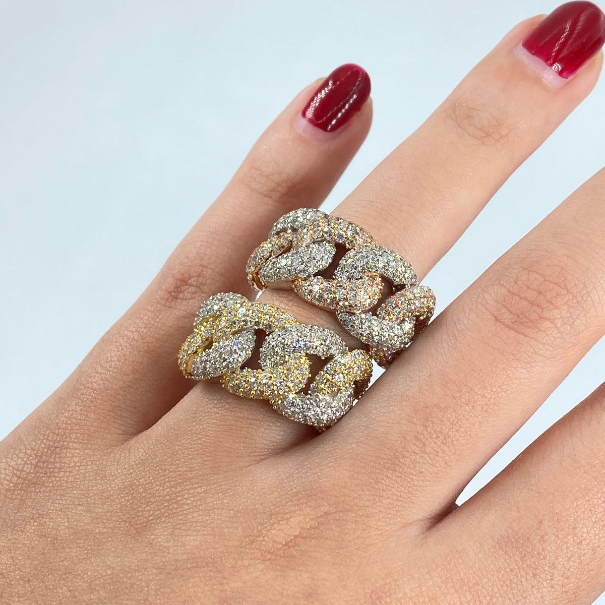 14K Gold Two-Tone Cuban Link Diamond Ring - additional product view 2