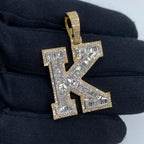 10K Gold Initial K Diamond Baguette Pendant - additional product view 2