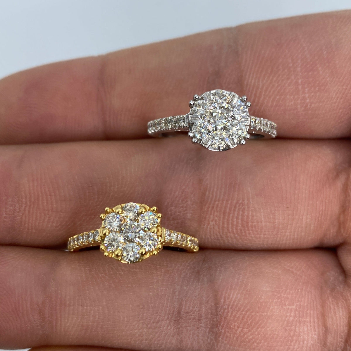 14K Gold Large Flower Diamond Engagement Ring - additional product view 3