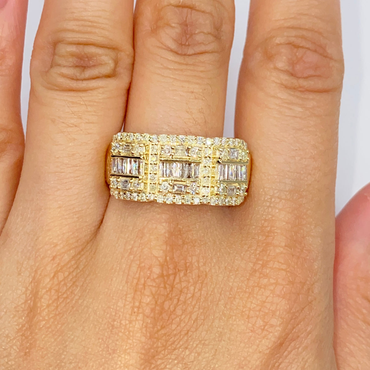 10K Gold 10.5mm Rectangle Diamond Baguette Ring - additional product view 4